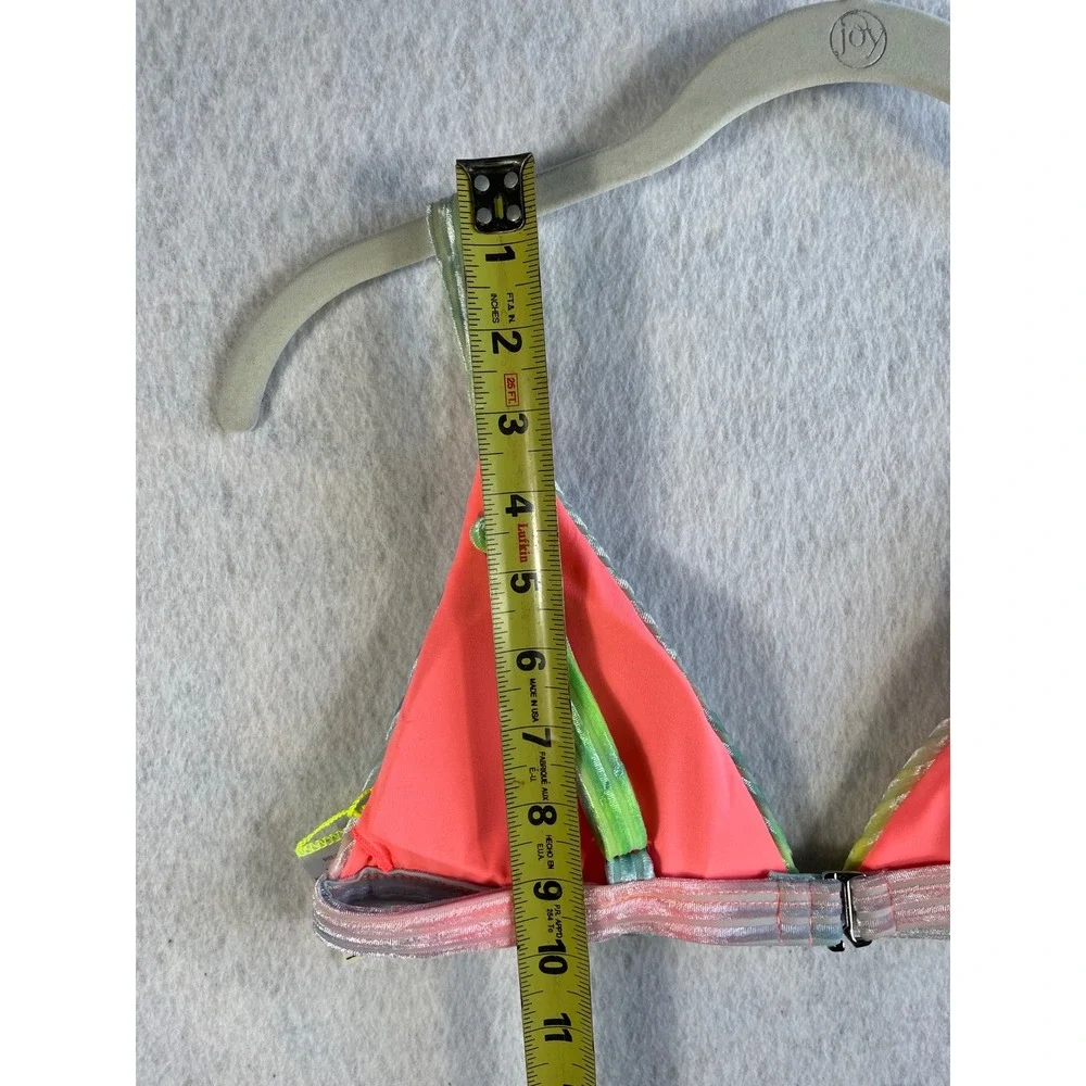 Dippin Daisy's‎ Revibe Ribbed Velvet Light Neon Tie Dye Triangle Bikini Top M
